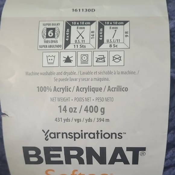 Yarnspirations Bernat Softee Chunky Yarn - Blue - Picture 5 of 6